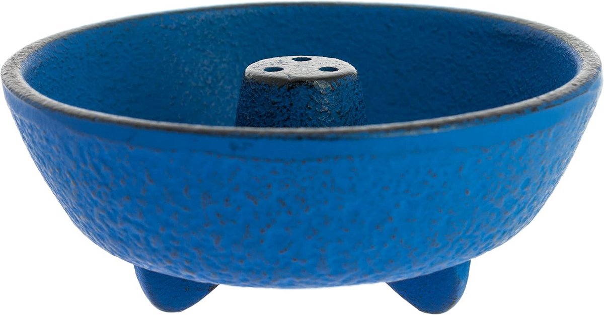 Gietijzeren Wierookhouder Blauw voor Japanse Rookstaafjes - Compact