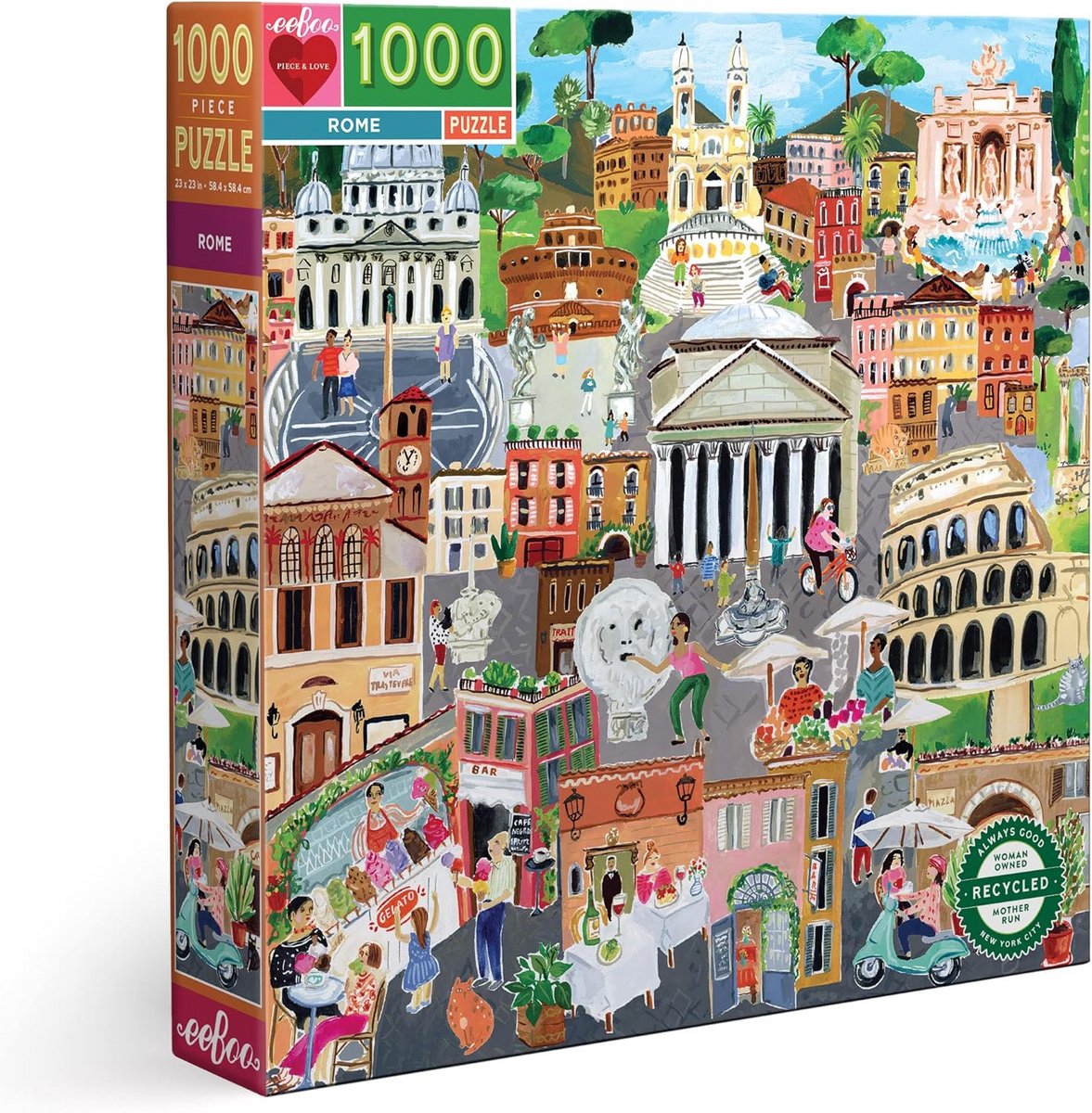 Puzzel 1000 Stukjes Rome Italië - Gerecycled Karton - Groot Formaat
