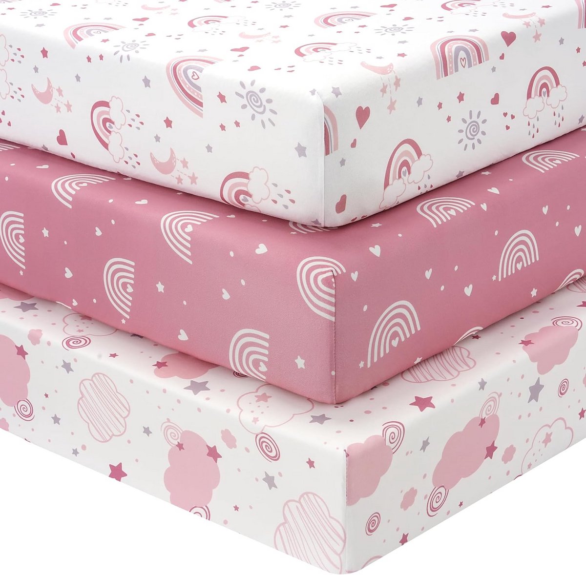 Babylakens Wieg 3 Stuks Zacht Roze Regenboog
