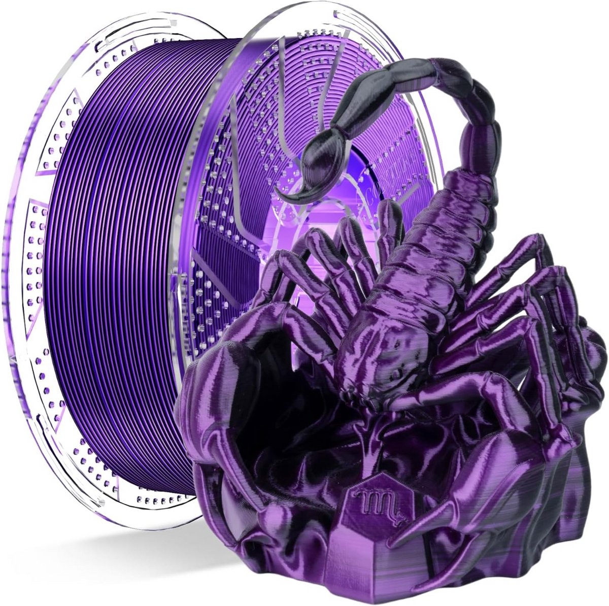 Tweekleurig Zijde PLA 3D-printer filament 1.75mm - Zijdefijn Zwart Paars - 1KG