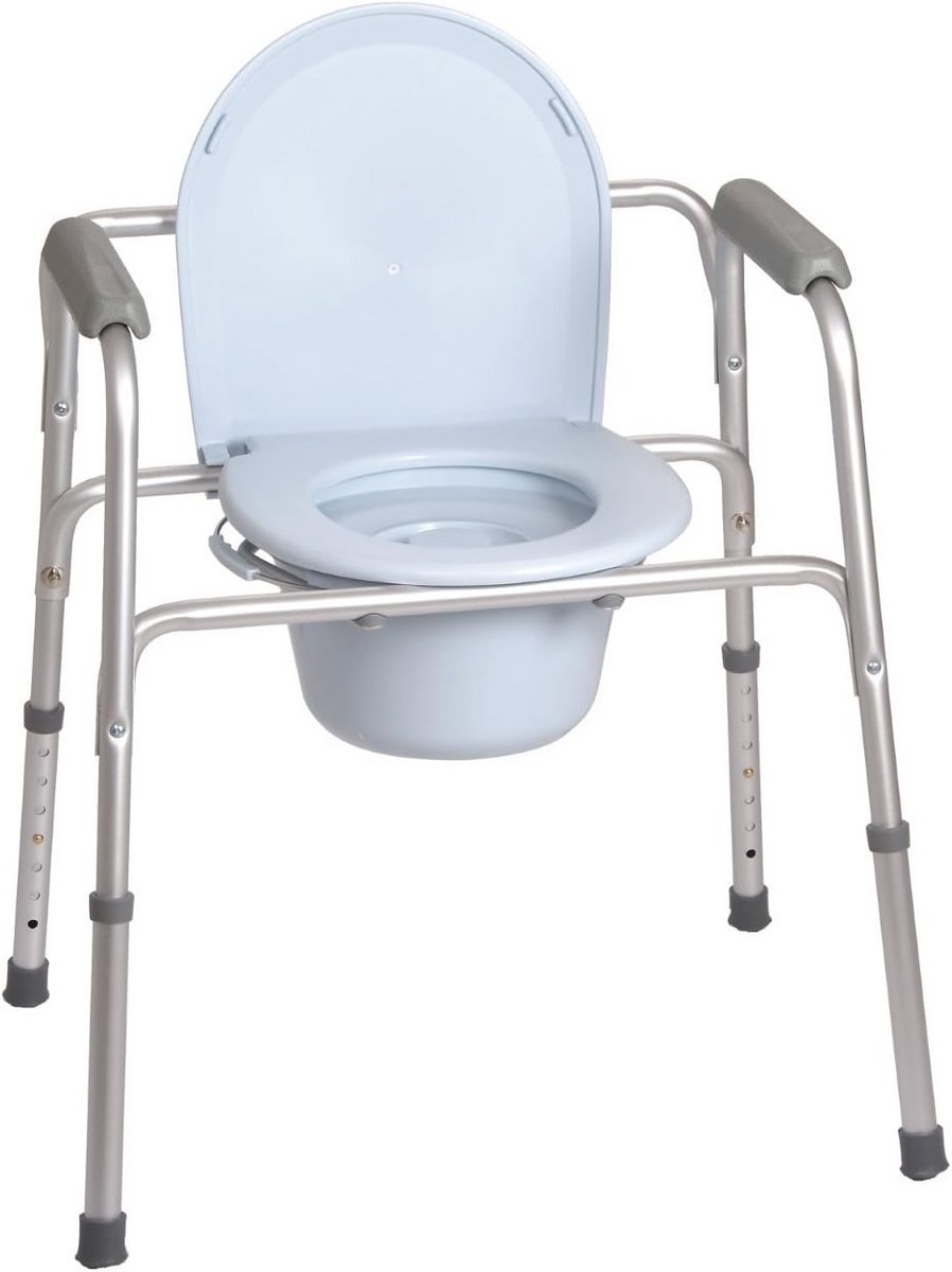 In hoogte Verstelbare Toiletstoel en Douchestoel met Rugleuning 4-in-1 Functie