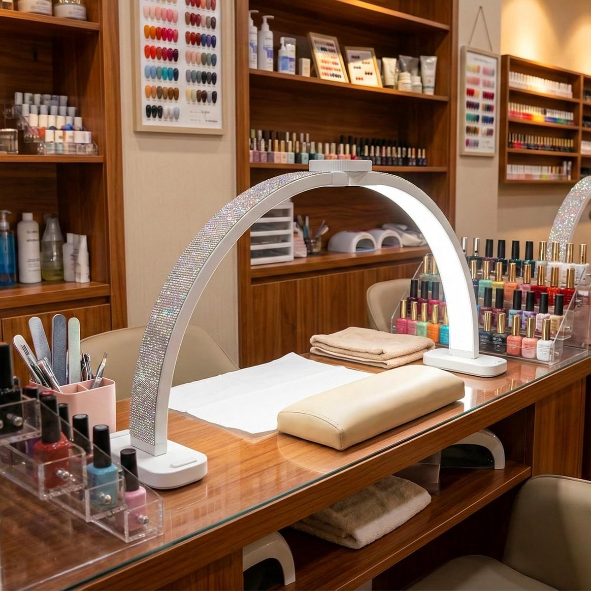 Professionele Half Moon LED Lamp voor Nagelstudio en Bureau - Verstelbaar en Inklapbaar
