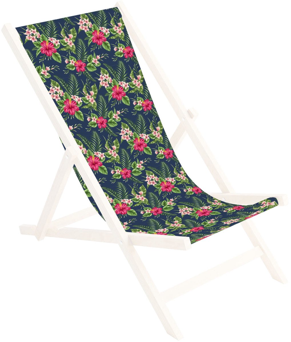 Ferocity Vervangbare stoffen hoes voor ligstoel - voor een houten opklapbare ligstoel - Zonder houten stokken - 131 x 44 cm - Polyester - Palm Dunkel