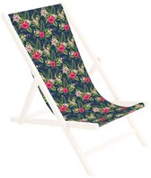 FEROCITY - Vervangbare stoffen hoes voor ligstoel - voor een houten opklapbare ligstoel - Zonder houten stokken - 131 x 44 cm - Polyester - Palm Dunkel