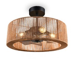 REALITY SMILLUM - Ventilator - Natuurlijk - excl. 4x E27 4 W - Afstandsbediening - 3 snelheidsinstellingen - In hoogte verstelbaar - Zomer- en wintermodus