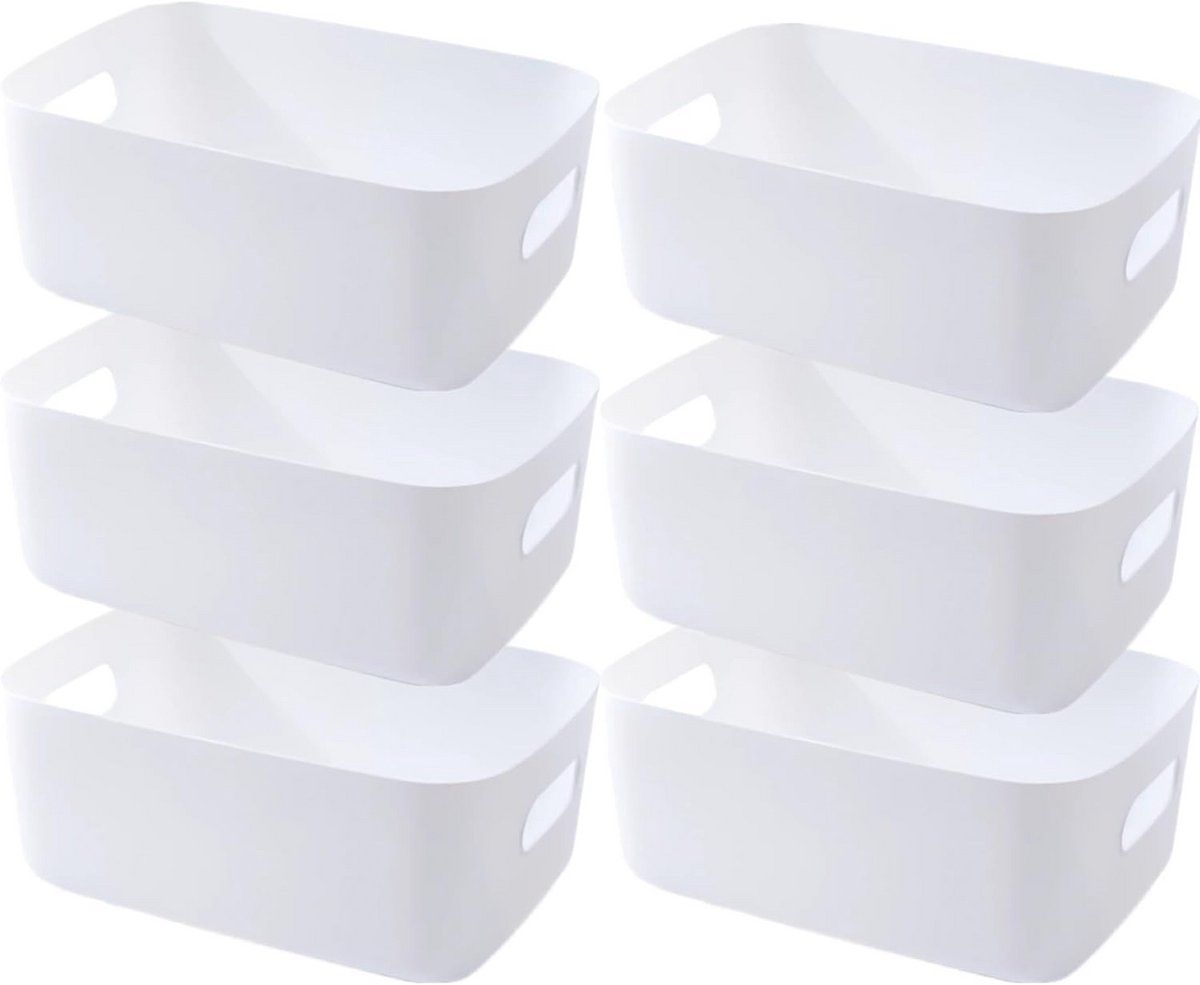 Set van 6 Kunststof Opbergdozen met Handvatten voor Keuken en Badkamer
