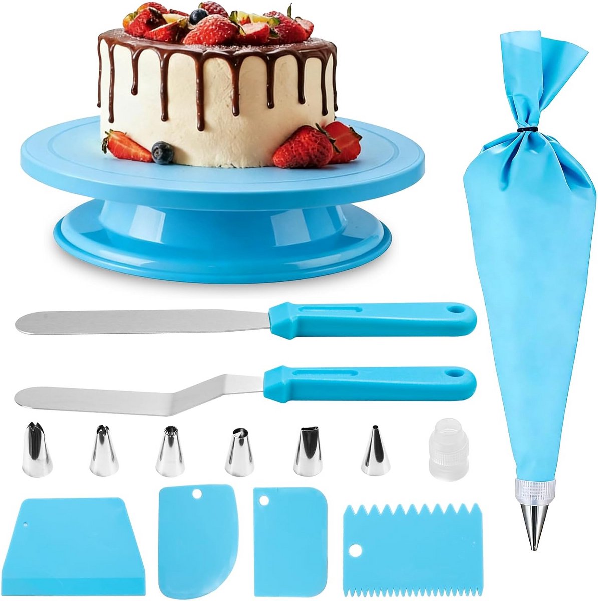 Draaibaar Taartplateau met Decoratieset voor Taartversiering