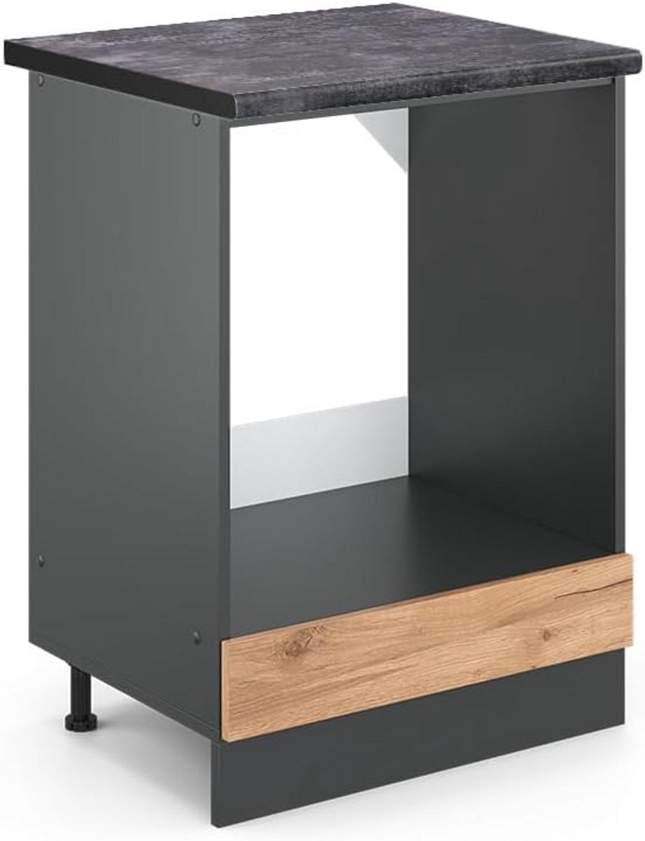 Oven Ombouwkast 60 cm Eiken Goud Antraciet Modulair Met Verstelbare Poten