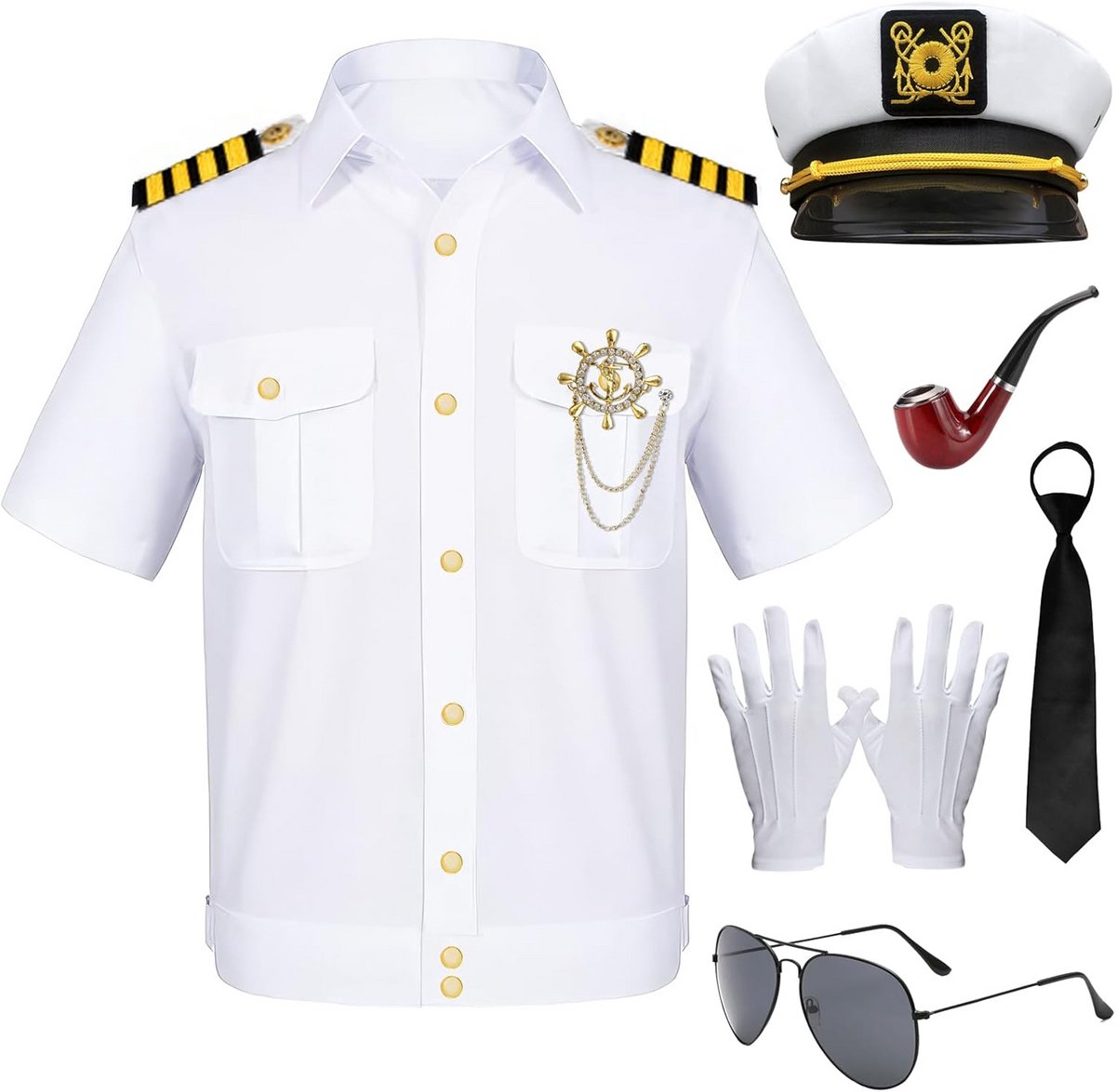 Marine Matrozen Kostuum Heren - Compleet Zeeman Piraat Outfit voor Feest en Carnaval