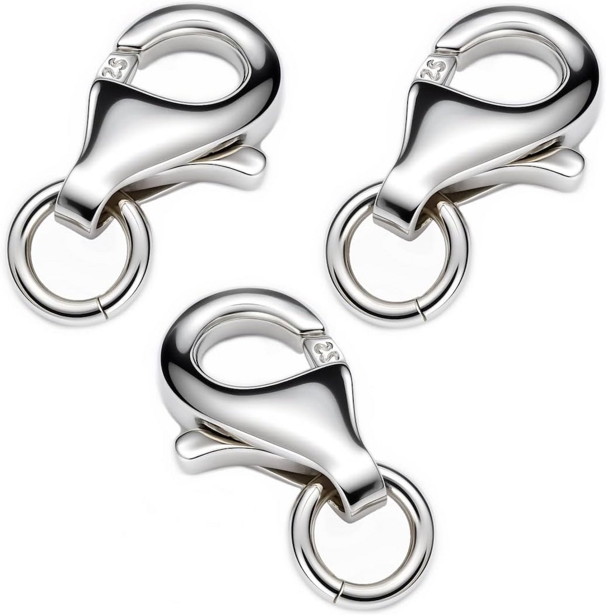 3x Karabijnsloten 9 mm 925 Sterling Zilver voor Sieraden Maken