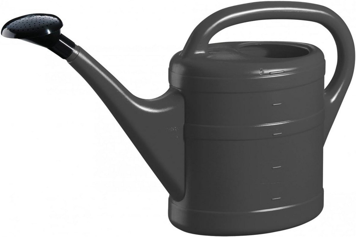 Grote gieter 5 liter antraciet kunststof voor binnen en buiten