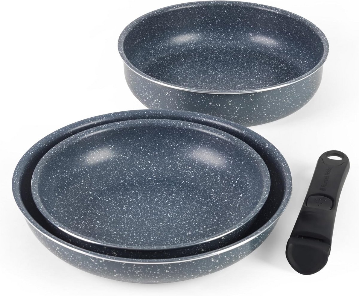 3-delige Pannenset met Clip-on Handgreep - Koekenpannen en Sautépan