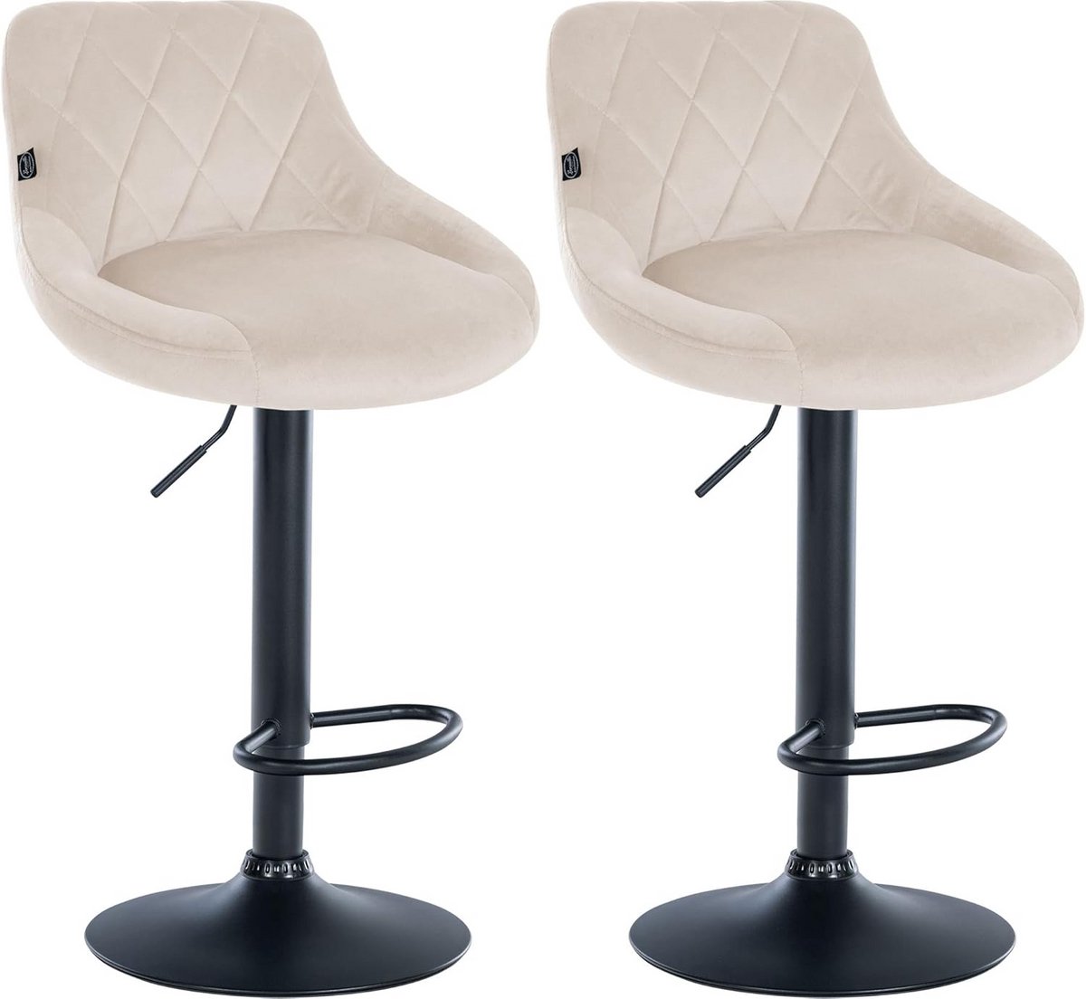 Set van 2 Luxe Barstoelen met Rugleuning - In Hoogte Verstelbaar en Draaibaar