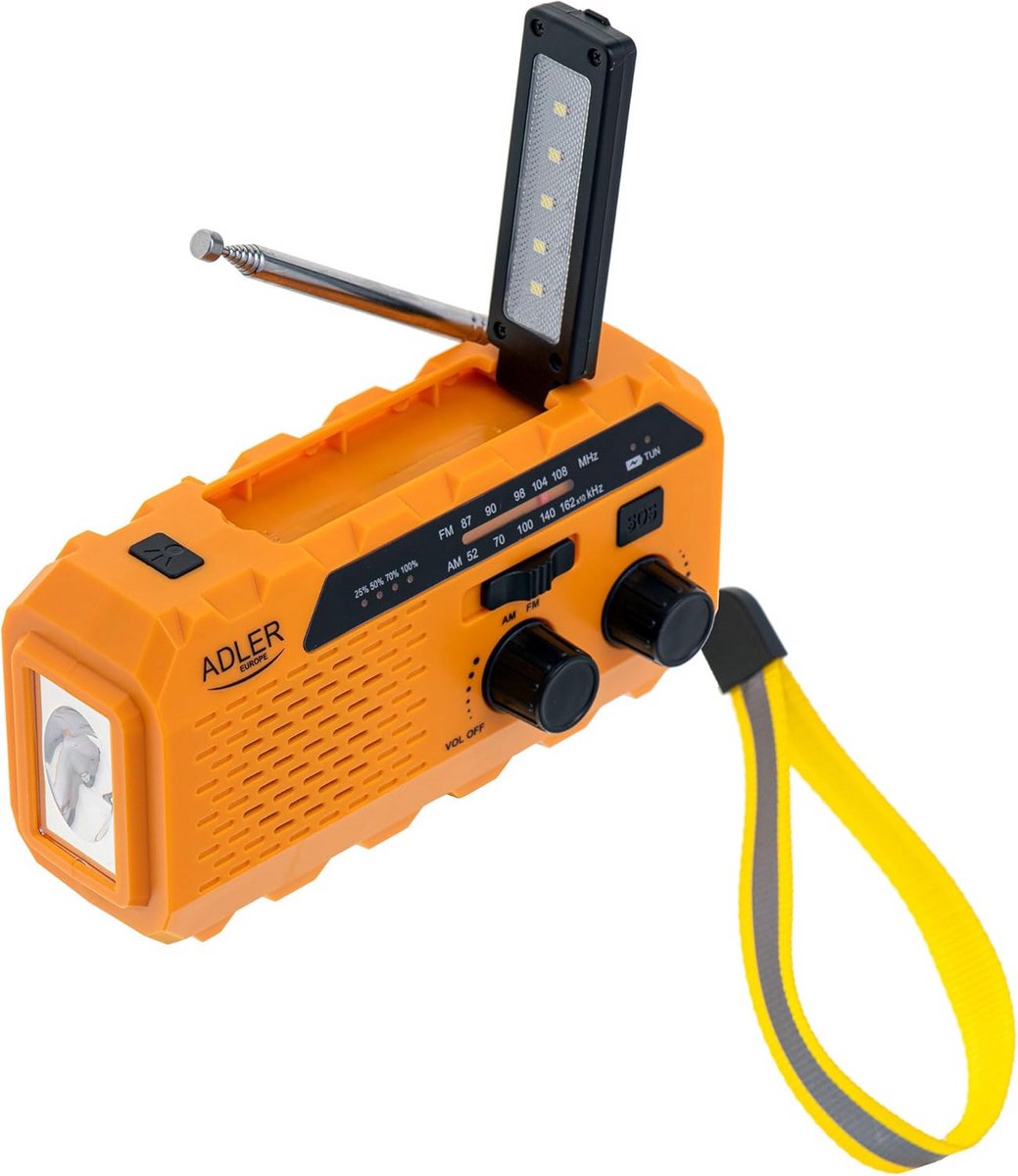 Noodradio AM/FM met Zonnepaneel, Dynamo Oplader en Powerbankfunctie