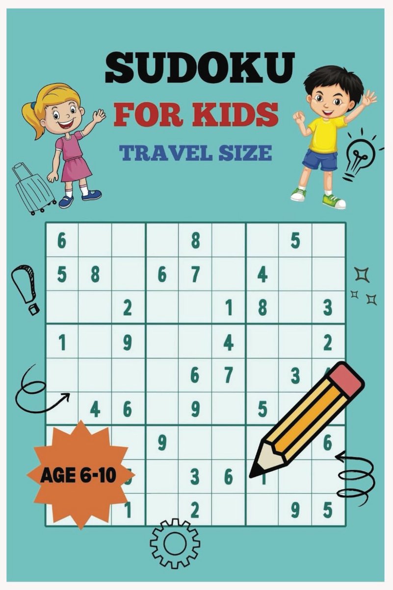 Sudoku Puzzelboek voor Kinderen - 180+ Spelletjes voor Onderweg - 9x9 Ruiten