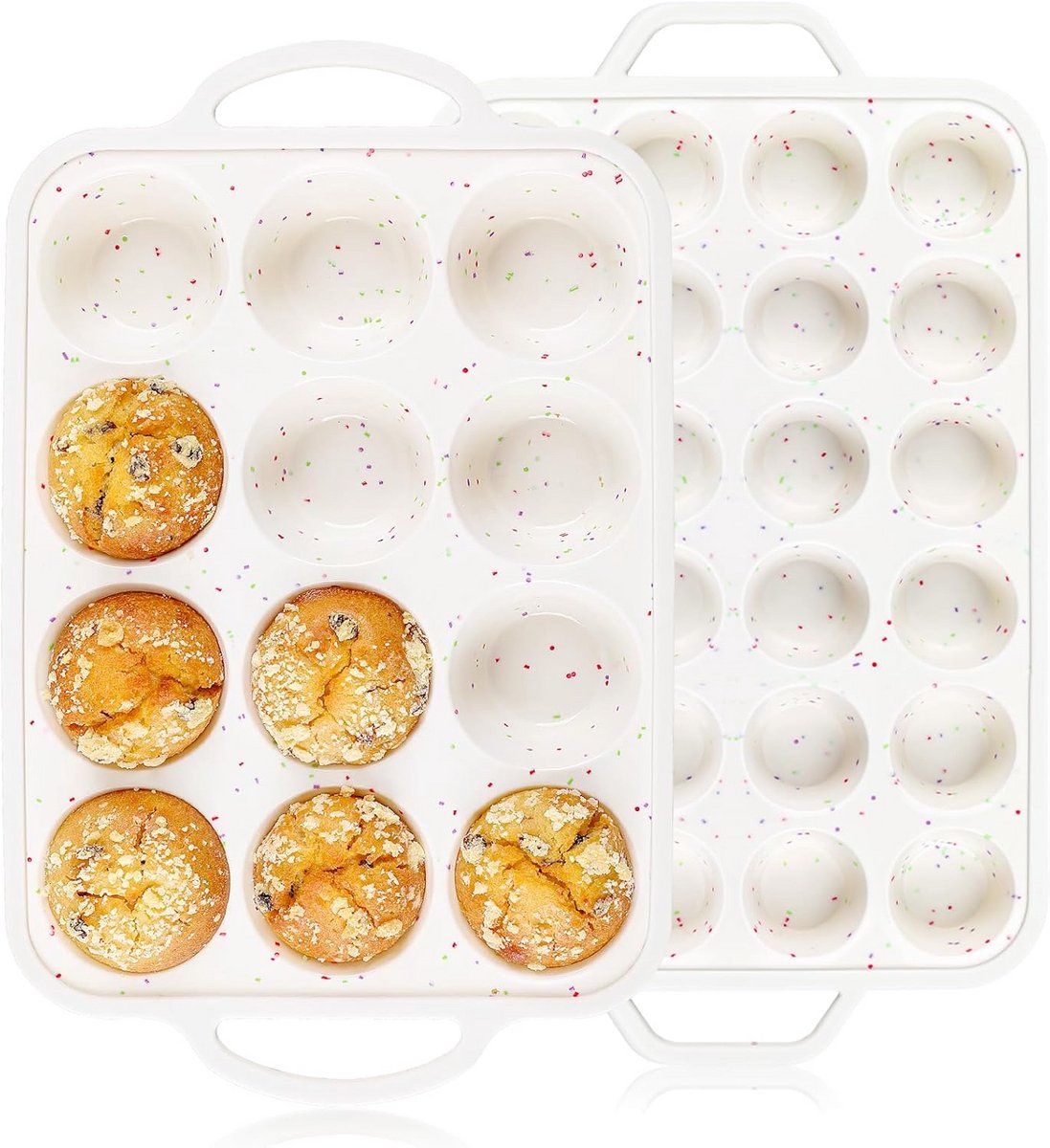 Set van 2 Siliconen Muffin- en Cupcakevormen met Metalen Steun