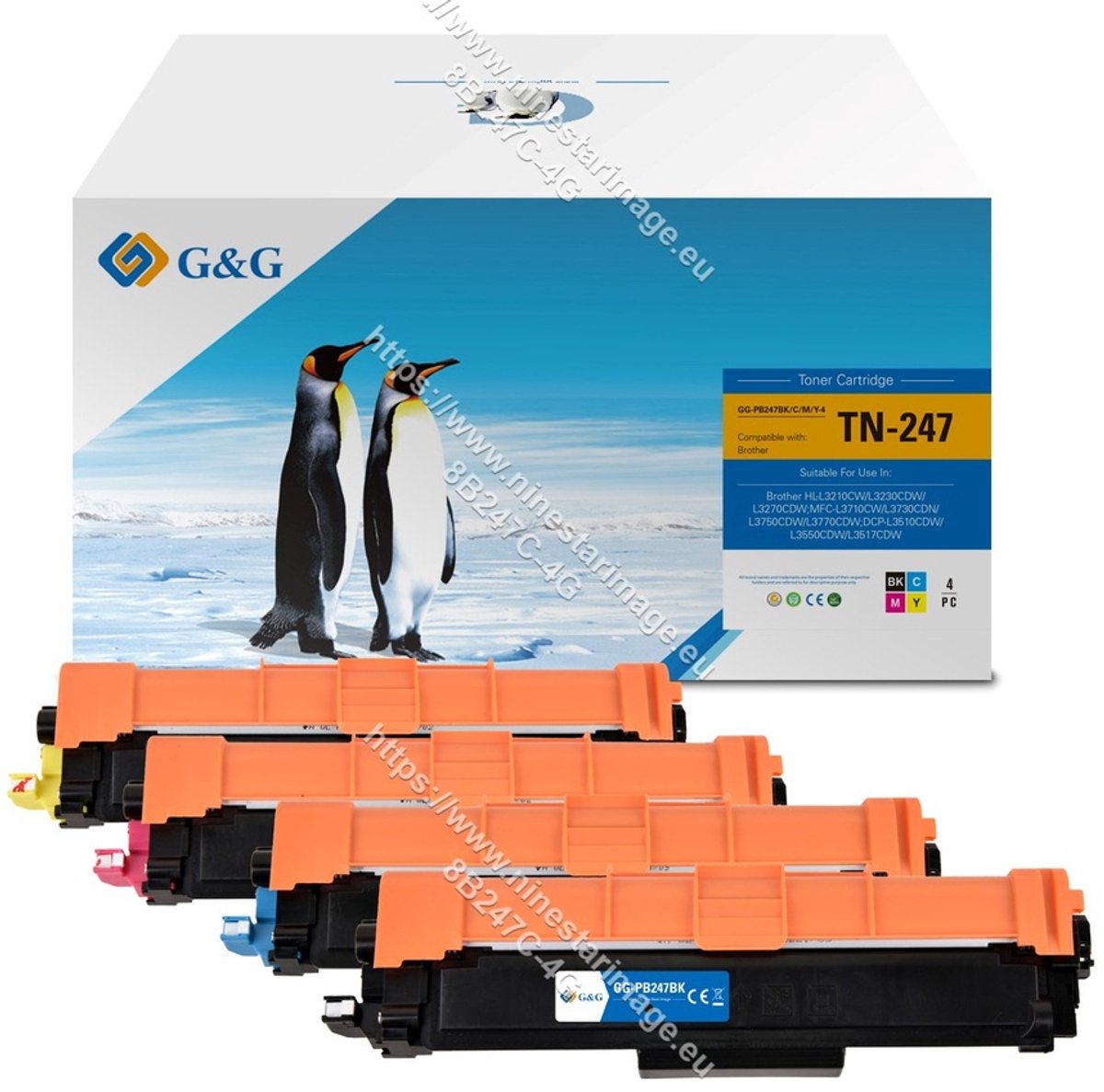 G&G 16024 tonercartridge 4 stuk(s) Compatibel Zwart, Cyaan, Magenta, Geel