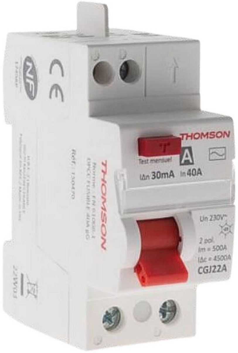 Tweepolige Differentiaalschakelaar 40A/30mA Type A voor Veilige Elektrische Installaties