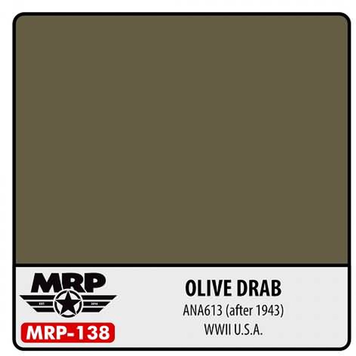 Mr. Paint MRP-138 - WWII US - Olive Drab ANA613 (after 1943) – 30 ml verf voor Airbrush & Detailwerk
