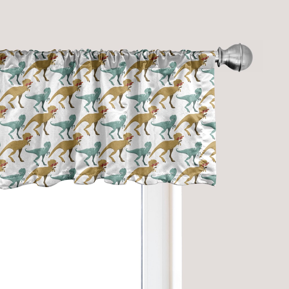 ABAKUHAUS Dierengordijnvalletje, Gordijnvalletje voor keuken en slaapkamer met tunnelzoom, 137 cm x 30 cm, Wit Lichtbruin