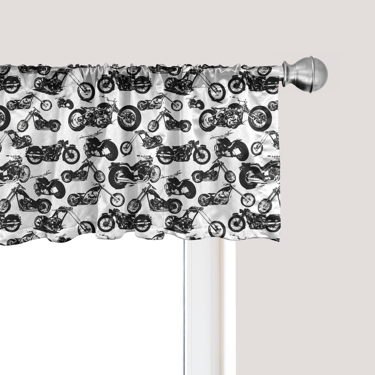 ABAKUHAUS Heren Raamvalletje, Gordijnvalletje voor Keuken en Slaapkamer met Tunnelzoom, 137 cm x 45 cm, Zwart en Wit