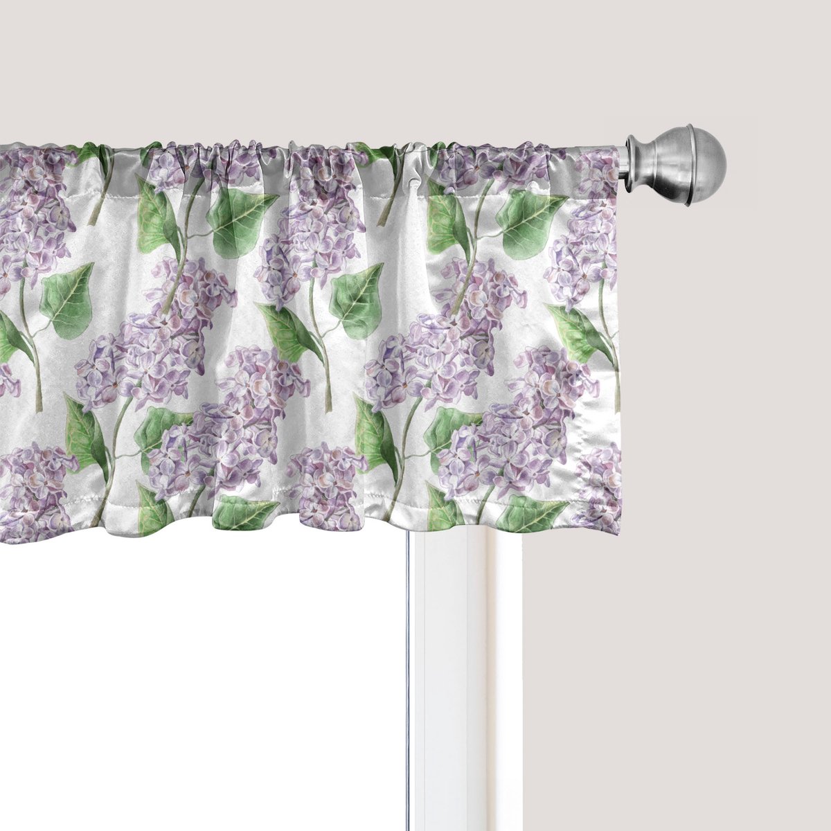 ABAKUHAUS Lila Raamvalletje, Gordijnvalletje voor Keuken en Slaapkamer met Tunnelzoom, 137 cm x 45 cm, Lila en Groen