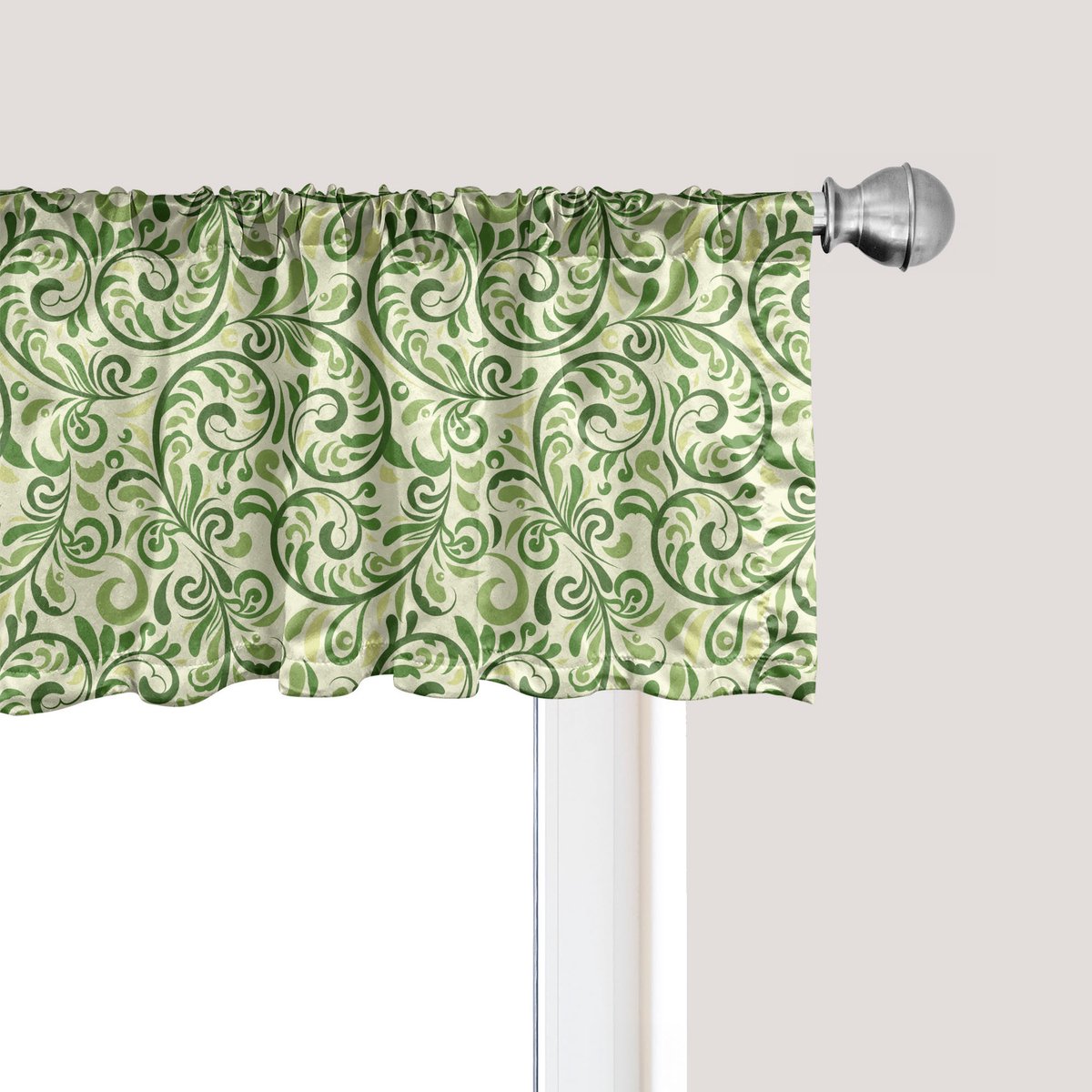 ABAKUHAUS Groene raamvalance, gordijnvalance voor keuken en slaapkamer met tunnelzoom, 137 cm x 30 cm, lichtgroen/varengroen
