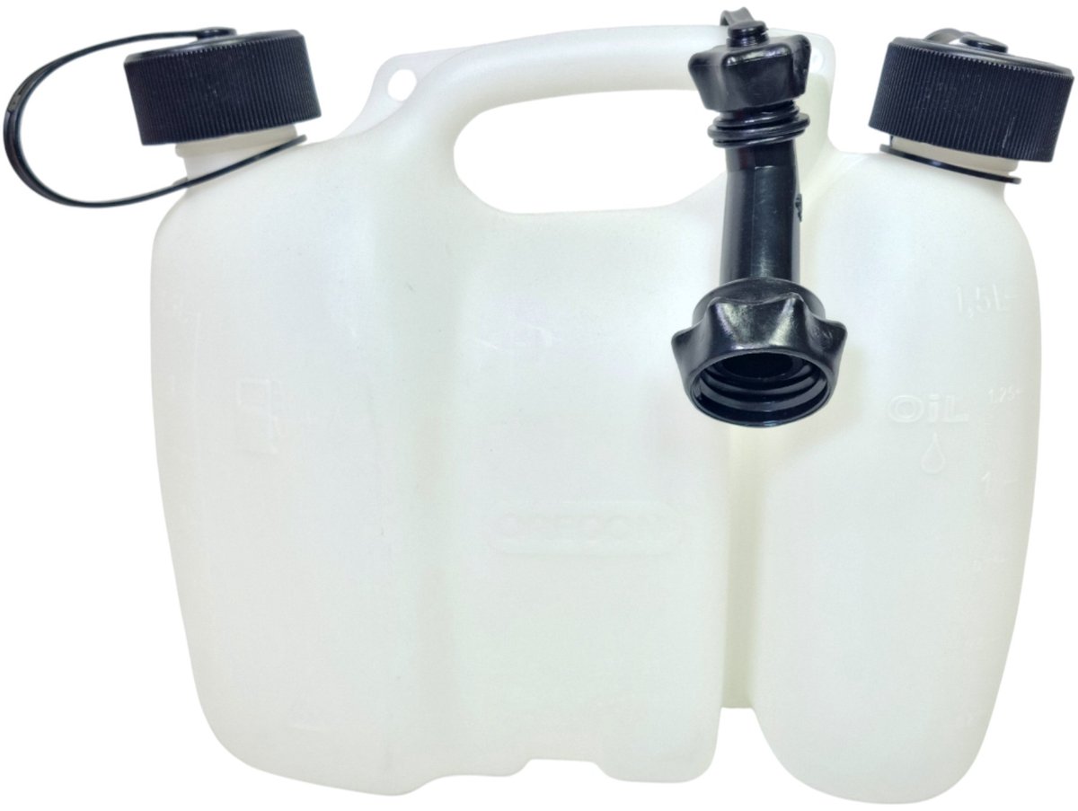 Oregon combicannister 3 + 1,5 l wit transparant voor brandstof en kettingolie ( 562409 )