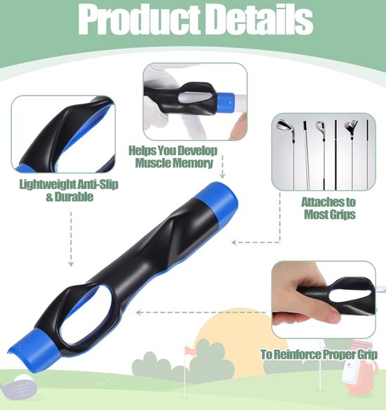 Golf Grip Trainer - Golf Training Accesoires - Golfen - Griptrainer Golfen - Golftrainingsmaterialen - Golfaccesoires - Golfgrip Trainer - Blauw van Merkloos — afbeelding 4