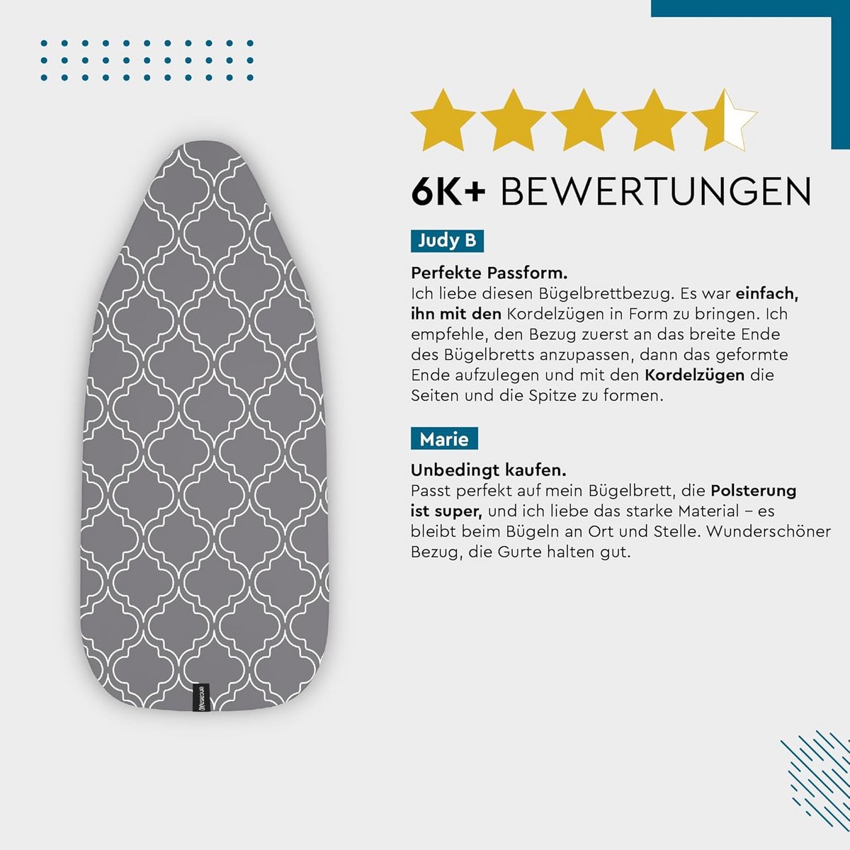 Strijkplankovertrek met 3mm Vilt, Trekkoord en Hittebestendig Katoen