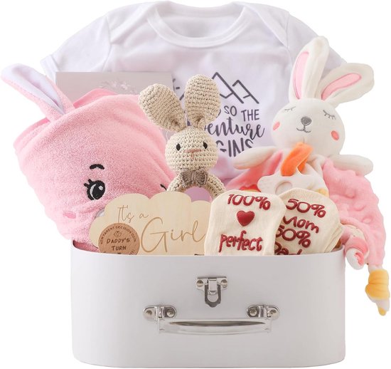 Geschenkset Pasgeboren Jongen: Badhanddoek, Milestones, Deken, Romper en Rammelaar — afbeelding 2