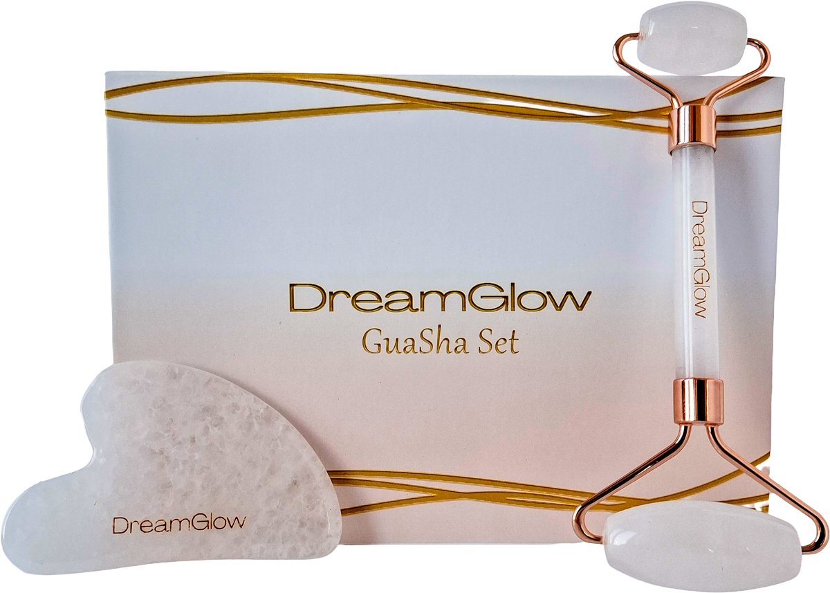 DreamGlow Gezichtsroller & Gua Sha Set – Bergkristal