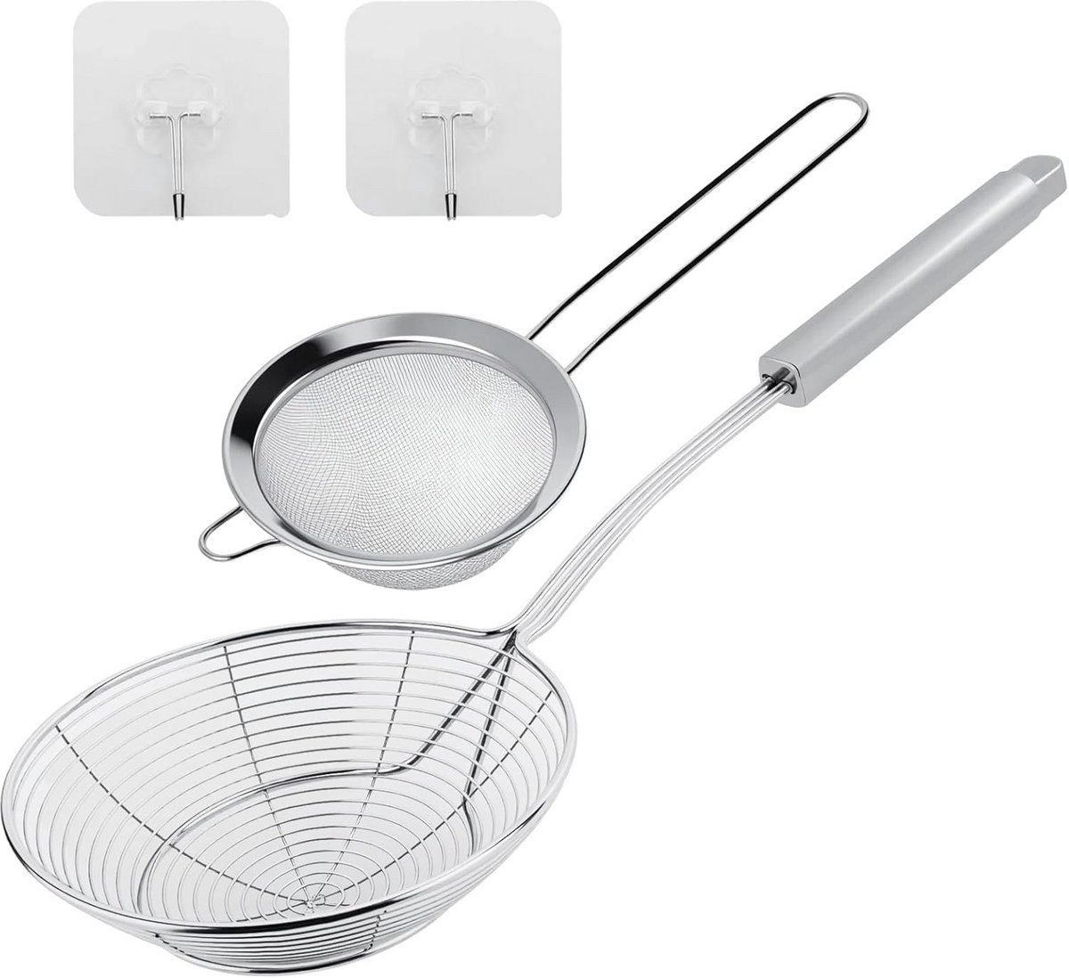 RVS Schuimspaan Zeeflepel 14 cm - Draadnetlepel voor Frituren, Stomen en Scheppen