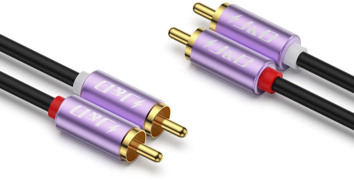 RCA Audiokabel Stereo 2 Meter M/M - Goud Verguld voor Versterker, Home Cinema en Hifi Systemen