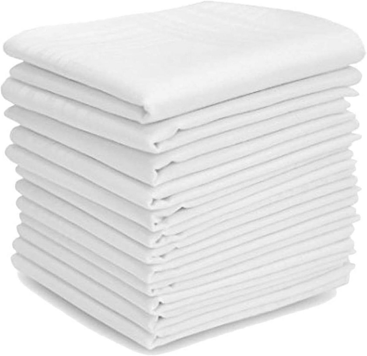 12x Witte Katoenen Zakdoeken - 100% Katoen Heren & Dames - 40x40cm - Klassiek & Absorbant