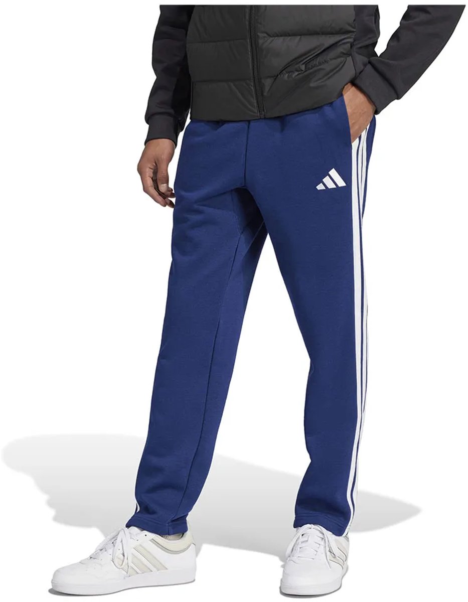 Adidas Essentials 3 Stripes Open Hem Fleece Joggers M Regular Man Blauw