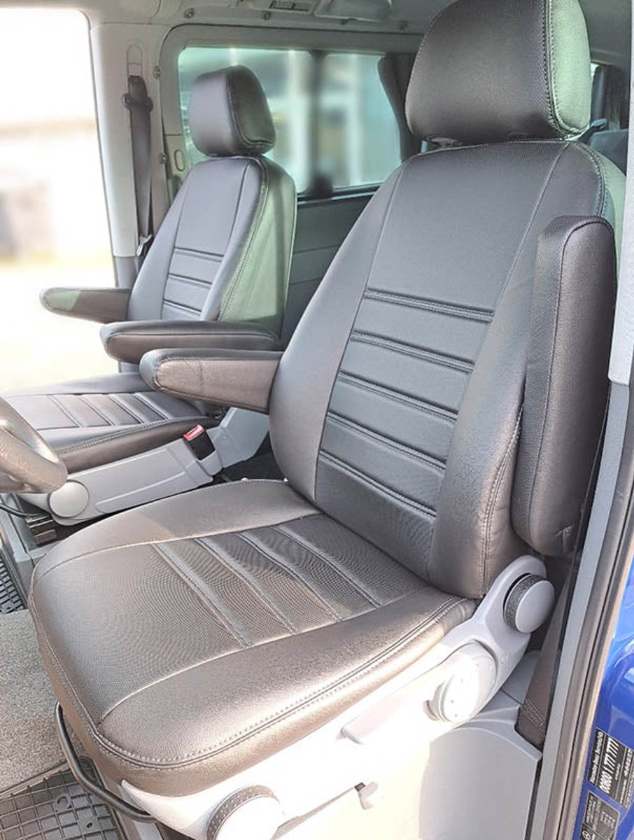 Pasvorm stoelhoezen Mercedes Vito 639 2003-2014 (past op 2 stoelen) - Kunstleer zwart