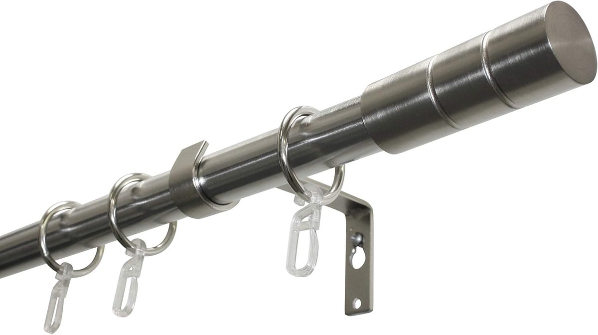 Gordijnroedeset - Raamdecoratie set - Gordijnen Ophangen - Complete metalen set - 160 cm lengte - RVS-look