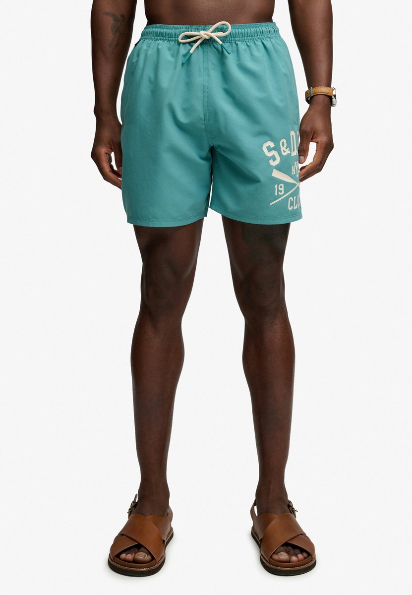 Superdry Printed Logo 16-Inch Zwemshort Heren Zwembroeken Turquoise