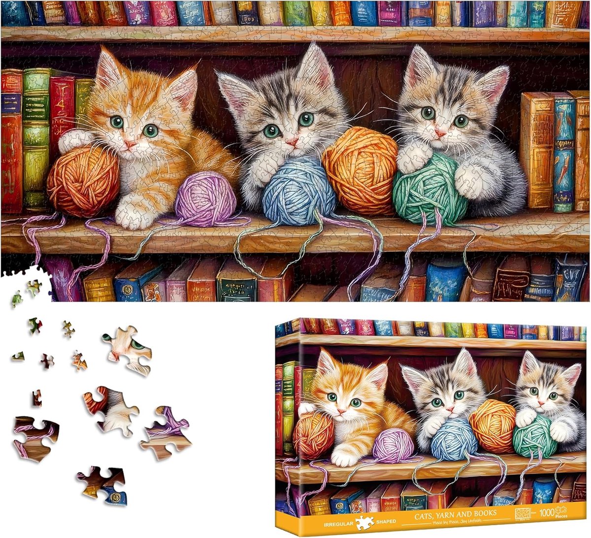 Legpuzzel Kat - 1000 Stukjes - Ontspannende Hobby - Gedetailleerd Natuurbeeld - 80 x 41 cm