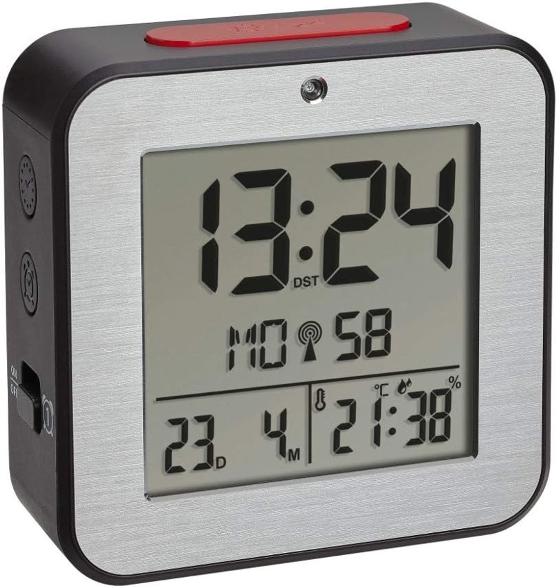 Digitale wekker - Radioklok binnenklimaat - Wakker worden - Dubbel alarm instelbaar - 82x33x82 mm - Zwart