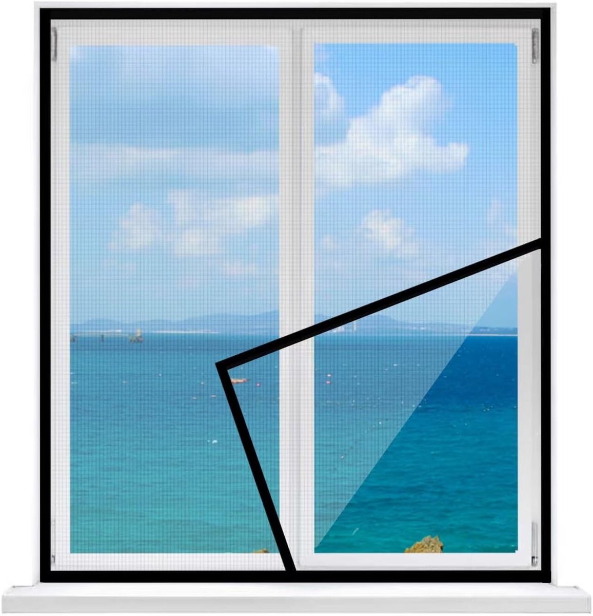 Hor voor ramen - Insectenwerend scherm - Frisse lucht binnen - Automatische uitschakeling - 85x120cm - Zwart