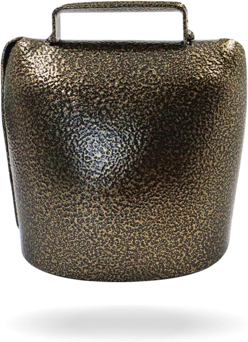 Grote Metalen Koeienbel - Luid Geluid - Feestelijke sfeer - Vintage bronzen afwerking - 8.5 x 9 cm - Brons