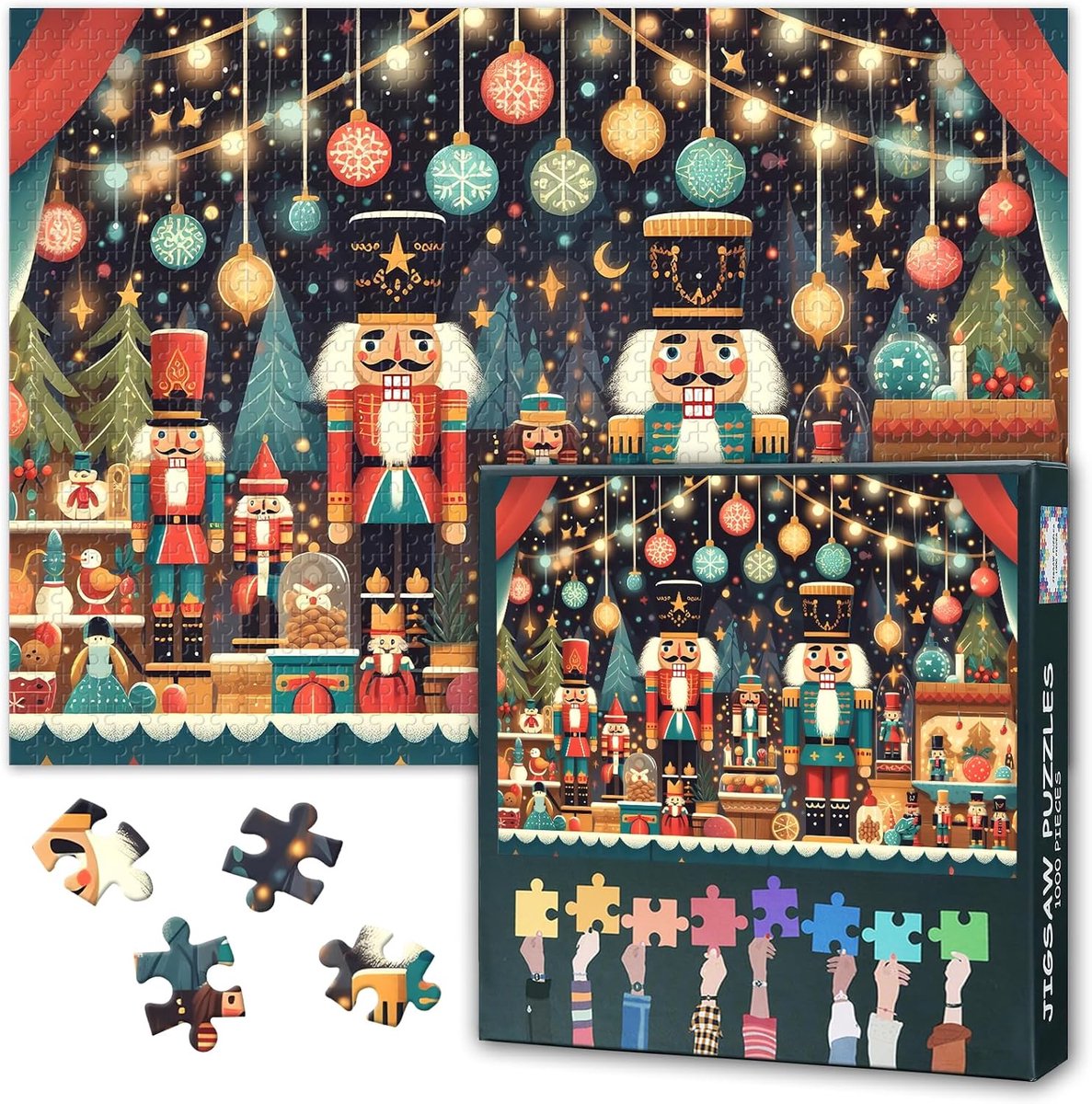 Puzzel 1000 stukjes - Kerst puzzel - Familie spel - Met poster - 70 x 50 cm