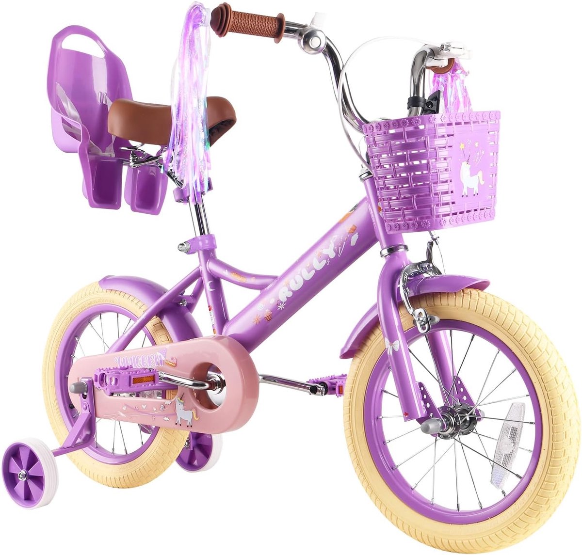 Kinderfiets Meisjes - Peuterfiets Vrolijk - Leren Fietsen - Inclusief Mand - 16 Inch - Paars