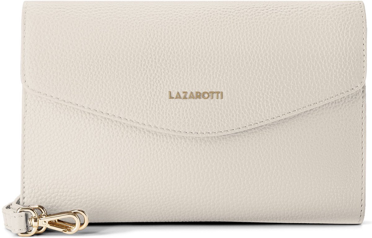 Lazarotti Leren clutch schoudertas Bologna Leather Clutch Cream crème