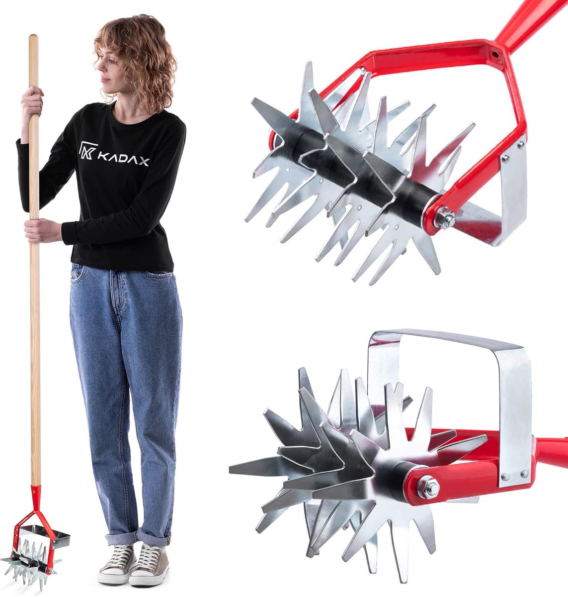 Tuinfrees met wiedemes - Bodem cultivator rolhak - Bodem losmaken gazon - Stevig stalen werkdeel