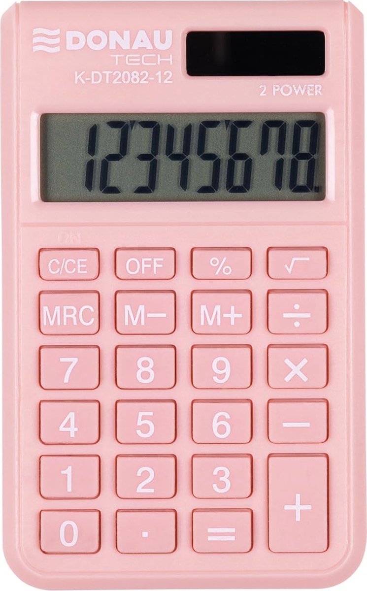 Rekenmachine - Compacte calculator - Snelle berekeningen - Dubbele voeding - 97 x 6 cm - Roze