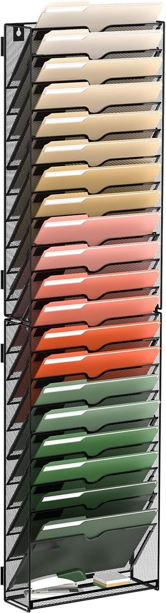 Wandmap Organizer - Documenthouder - Kantoor Organisatie - 21 Vakken - 32x120cm - Zwart