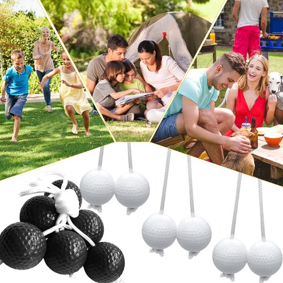 Laddergolf Ballen - Werpspellen Ballen - Buiten Spelen - Duurzaam Kunststof - 50mm Diameter - Zwart Wit van Merkloos — afbeelding 3